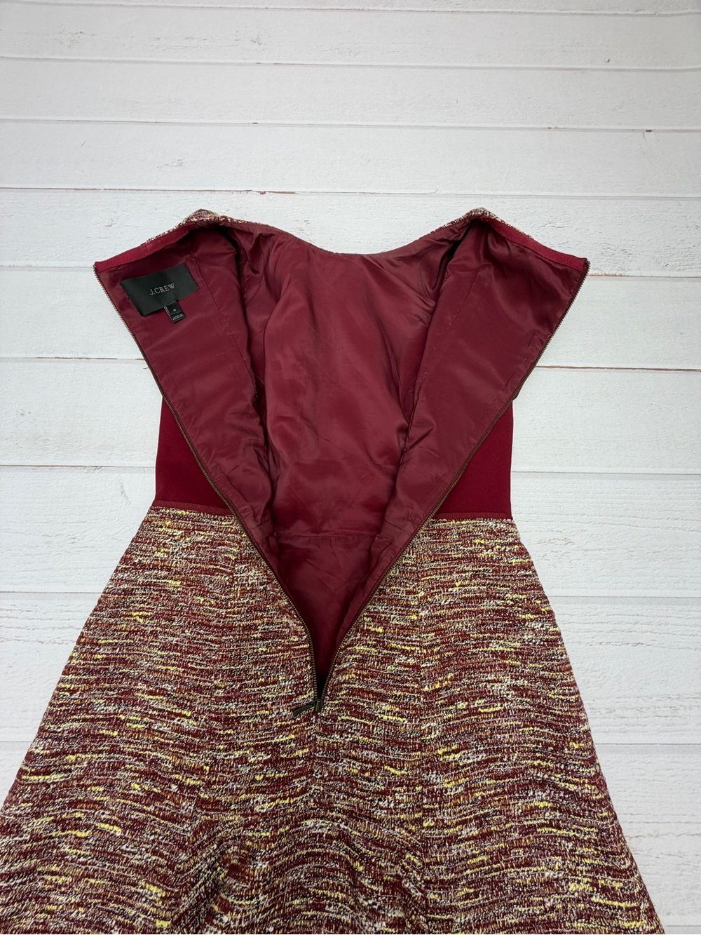J.Crew Mixed Tweed Metallic Bouclé Fit & Flare Dress 4 Autumn Wedding Guest - Picture 6 of 9